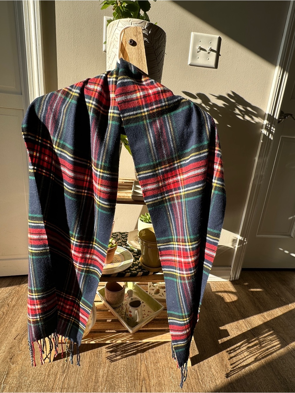 Luxury 100% Cashmere Plaid Tartan Scarf Made in Germany Hand Tailored Vintage